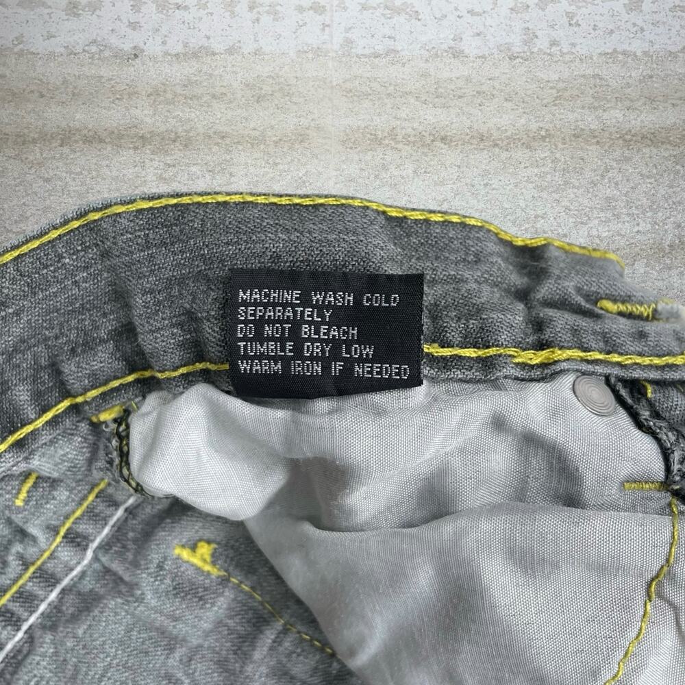 Vintage Y2K Skater Jean Shorts 24x11 Grey Wash Yellow Old Skool Denim Rap Style - Picture 5 of 5